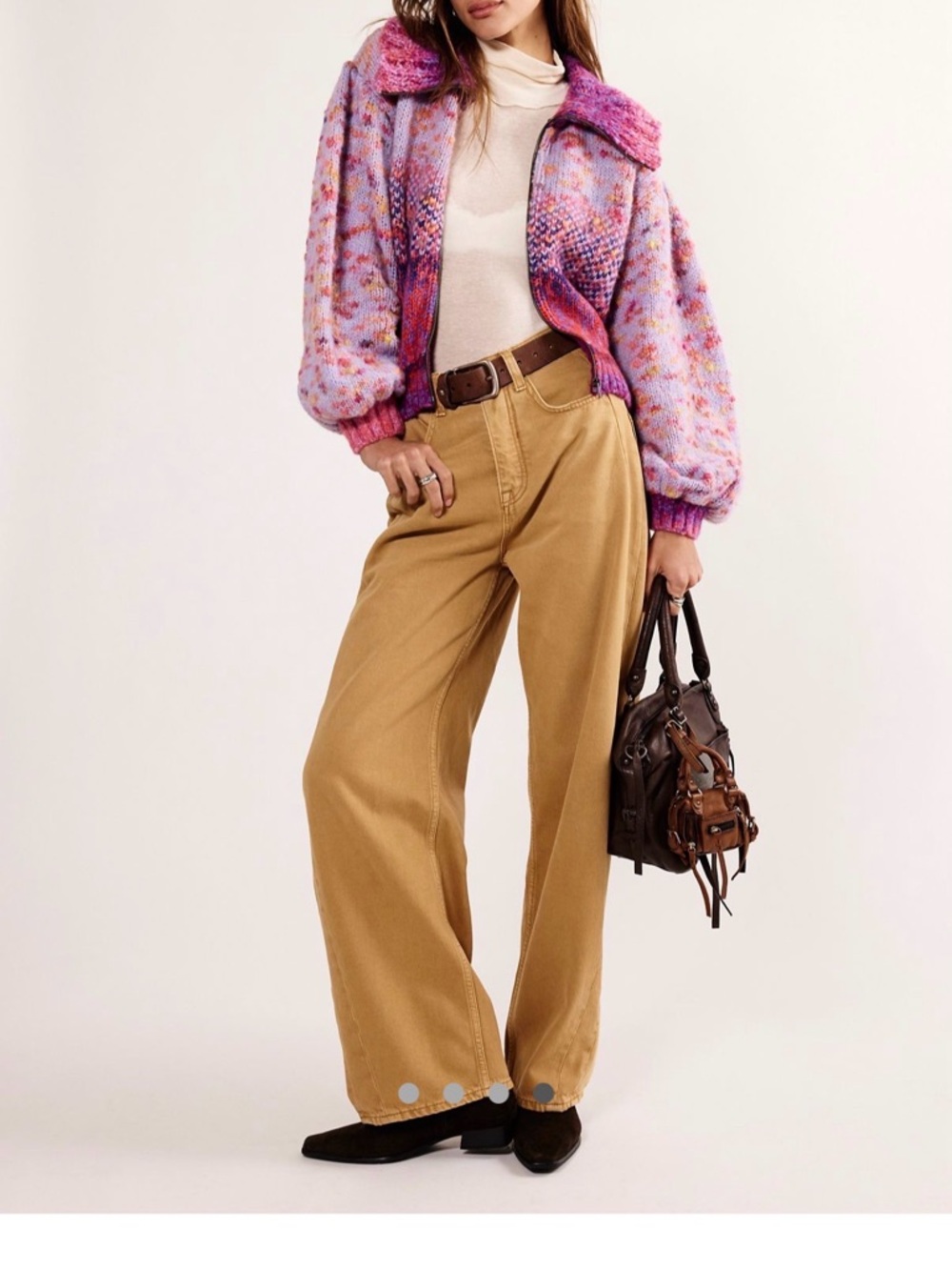 Free People Orchid Berry  Sugar. and Sweets Knit Bomber Jacket. Wool & Alpaca - Picture 6 of 11